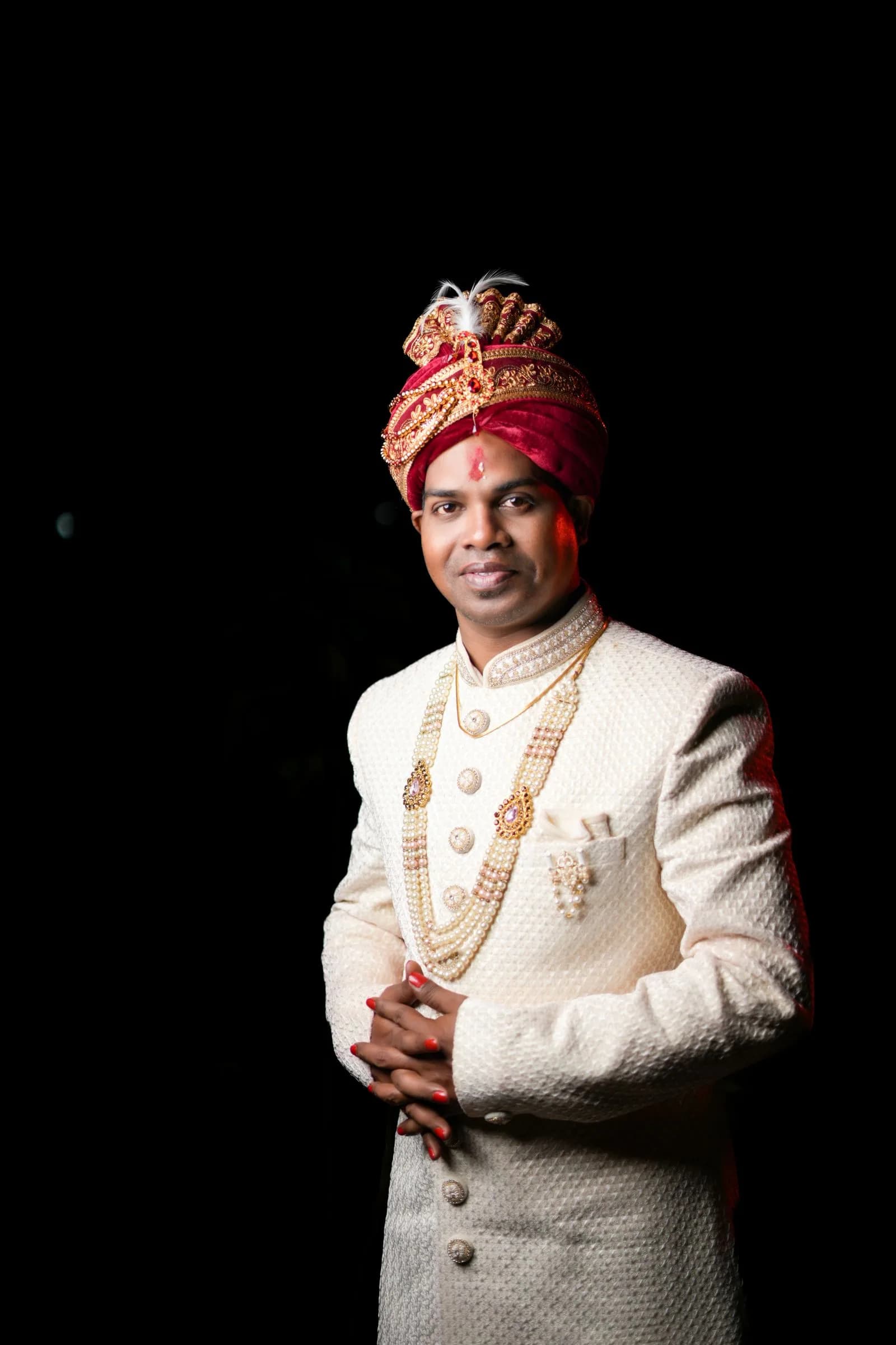 The groom, in his sherwani
