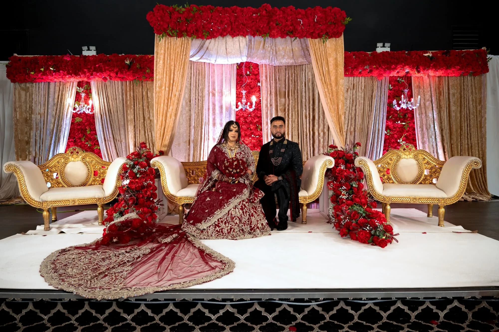 The reception, lit for the evening